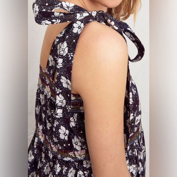 WARM Big Love Maxi Dress Black Multicolor Floral Tiered In Plumeria Print - Picture 3 of 12